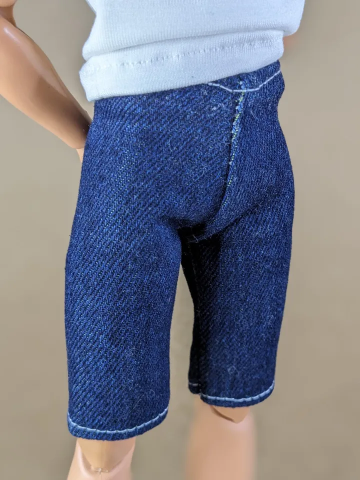 Navy denim shorts for for 12 inch fashion male dolls
