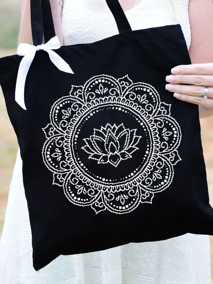 Lotus mandala cross stitch pattern download PDF Flower lotus cross stitch chart, Floral mandala pattern digital PDF Mandala embroidery #M151