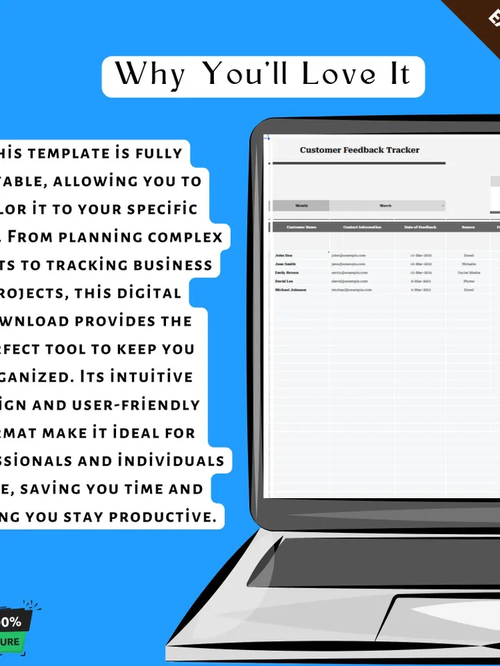 Customer Feedback Tracker Template, Editable Google Sheets, Feedback Management Tool for Business Insights