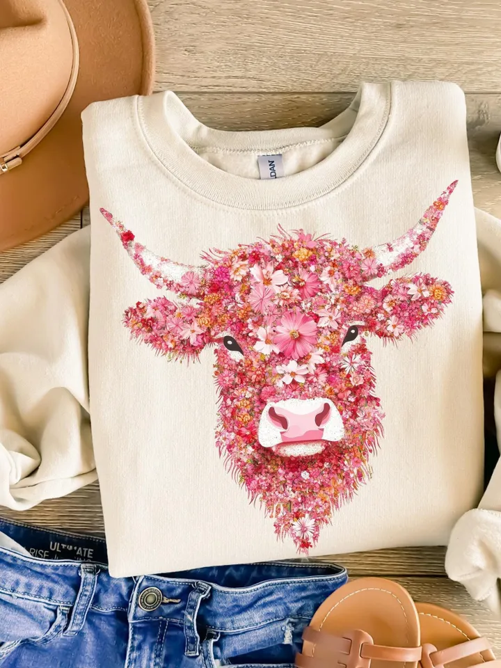 Floral Highland Cow valentine png, Valentine Highland Cow png, valentine png, Cow Lover Png, Highland Cow Png,Western Valentine Png