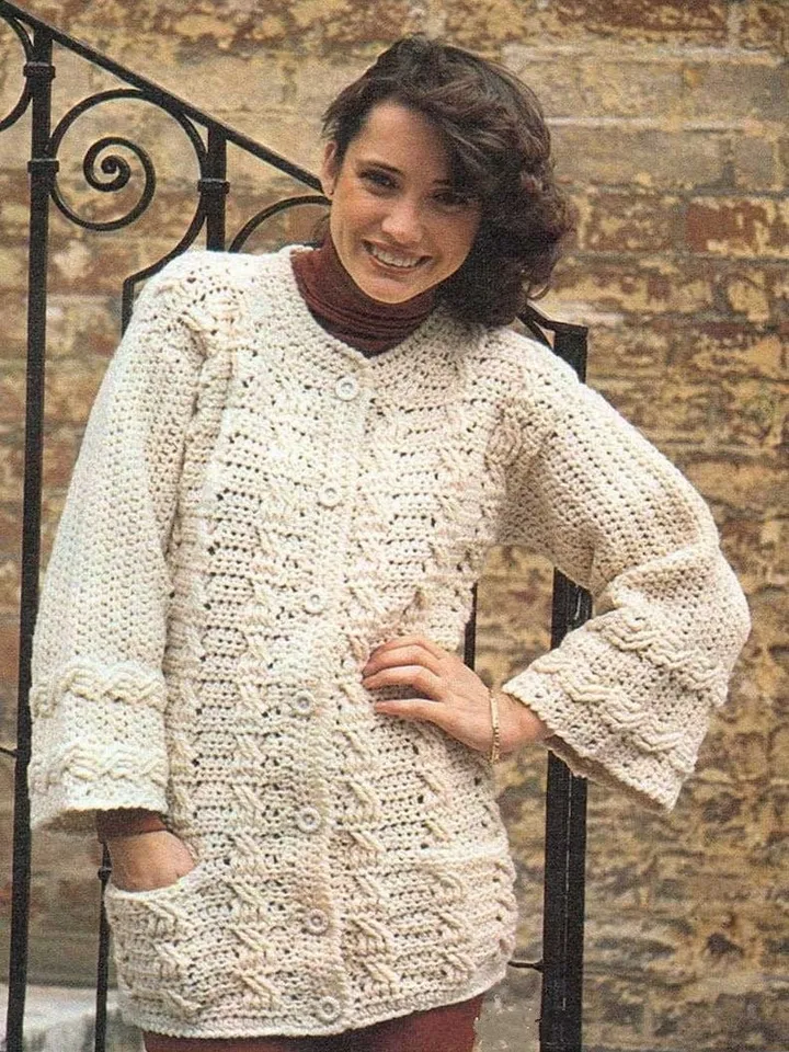 Cardigan crochet pattern, aran crochet pattern, women cardigan pdf crochet pattern