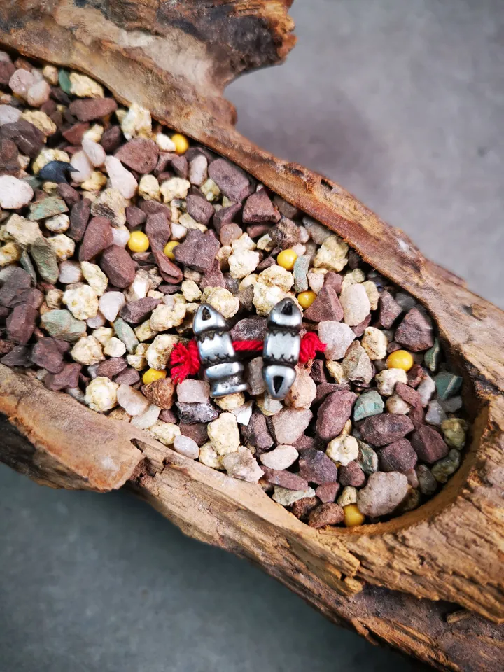 Gandhanra Handmade Tibetan Amulet Pendant,Mini Vajra and Dorje Bell, Mala Marker Bead Accessories, Made of Cold Iron