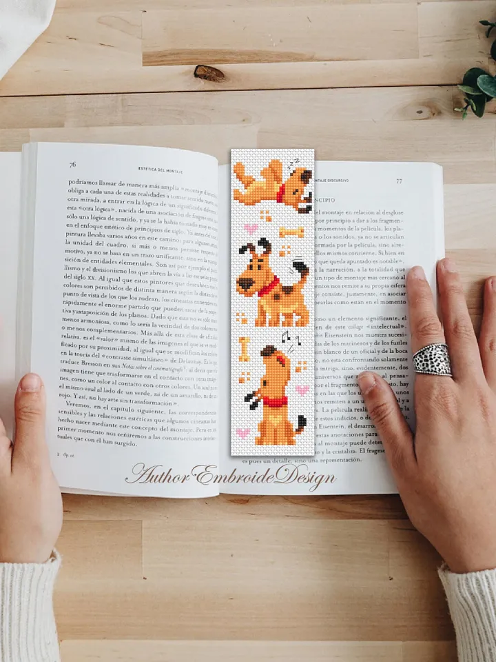 Dog bookmark cross stitch pattern PDF download Funny pet cross stitch chart, Simple bookmark pattern digital PDF, Dog lover bookmark #B463