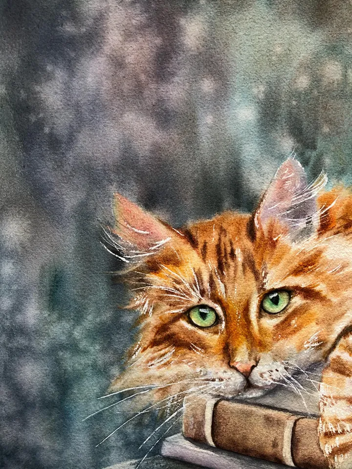 Cats Original Painting Animals Watercolor Painting Kitty Painting Cat Portrait
