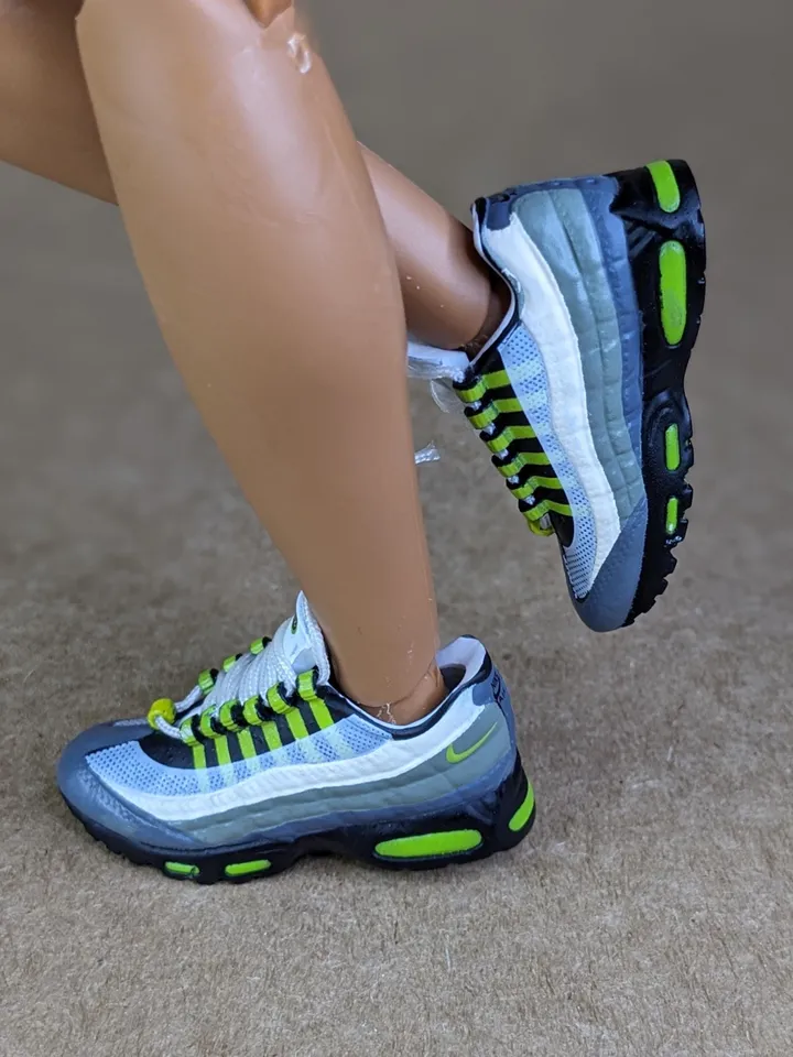 Premium white & gray sneakers for 12 inch male dolls