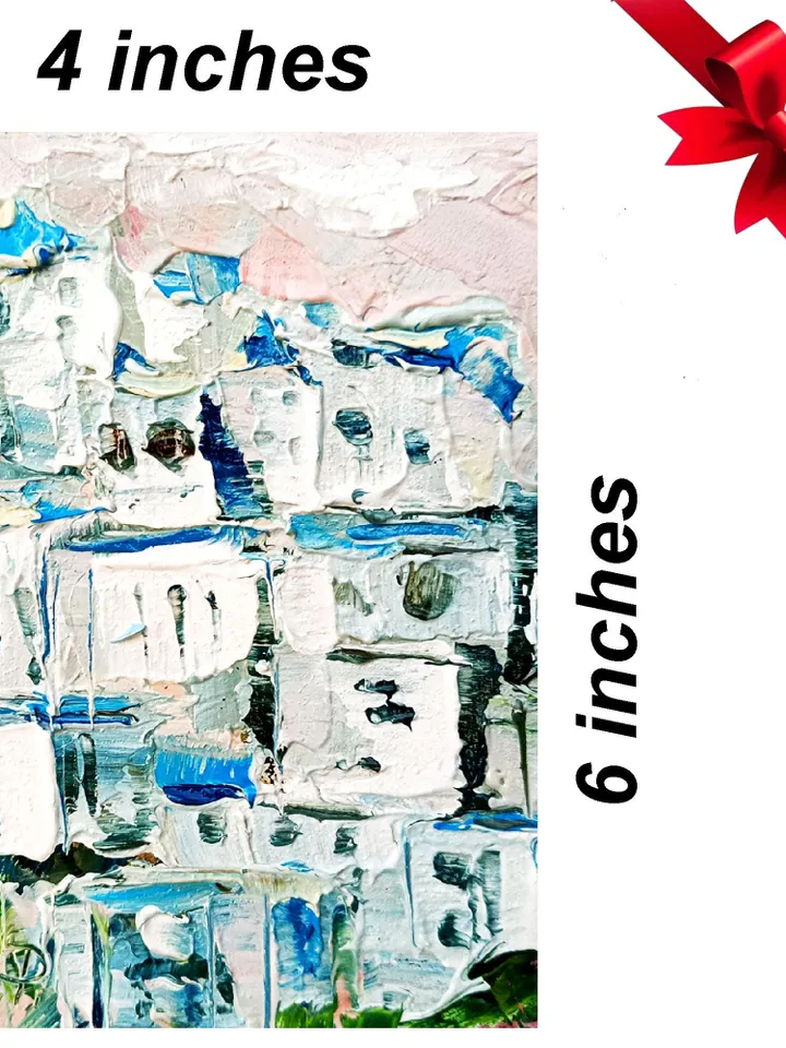 Santorini Painting Original Art Greece Wall Art Painting Greece Painting Santorini Beach Small Painting 6 by 4 by ArtProkopaloSv