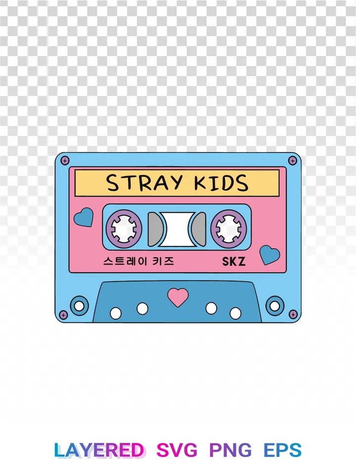 Stray Kids SVG, SKZ Cassette PNG, Kpop Retro Clipart