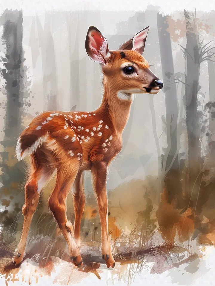 10 Fawn Baby PNG, Bemby for sublimation, Printable Watercolor Fawn Baby clipart, High Quality PNGs, Digital download, Paper crafts