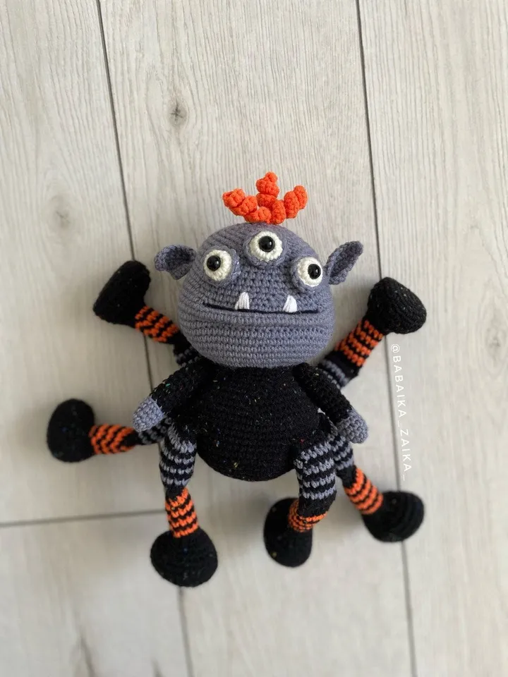 PDF Crochet Spider Monster Pattern, Amigurumi Halloween Toy, Cute Crochet Spider, DIY Crochet Monster, Spooky Amigurumi Doll Halloween Decor