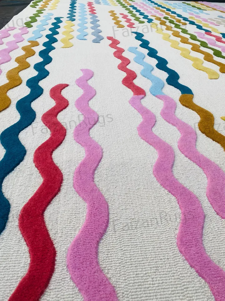 Buy Multi Color Rug Hand Tufted Modern Rug Handmade Wool Carving Rug Large Area Home Rug for Living Dining Bedroom 10x10 8x10 9x12 10x14