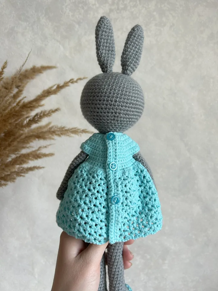 Amigurumi toy bunny, crochet bunny toy in a dress, stuffed animal toy, bunny toy