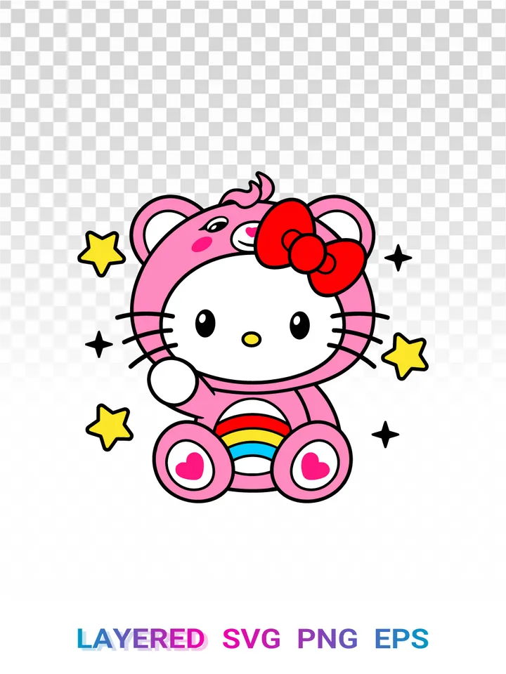 🌈 Hello Kitty Care Bear SVG PNG Crossover Sanrio Cricut