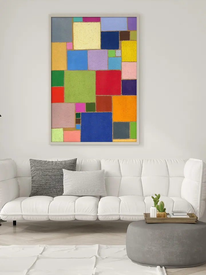 Printable pattern Abstract colored squares, Large poster, Digital file, Home decor, Art print, Color oil pastel painting