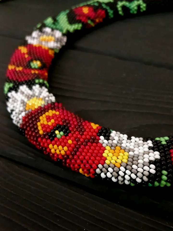 Beaded Necklace , Seed Bead Crochet Necklace