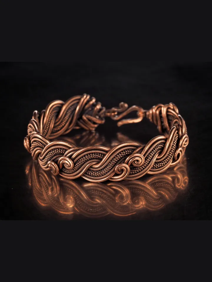 Wire wrapped copper bracelet for woman Antique style copper jewelry WireWrapArt