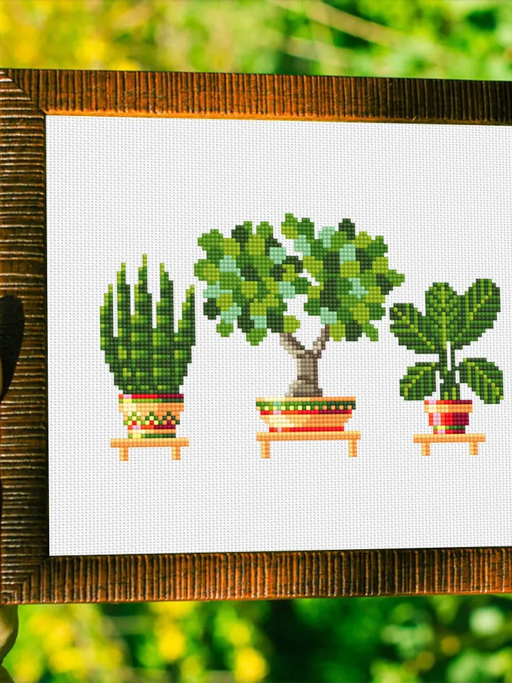 Home plants cross stitch pattern download PDF Garden embroidery PDF, Potted plants cross stitch, Small beginner stitch, DIY Home decor #P19