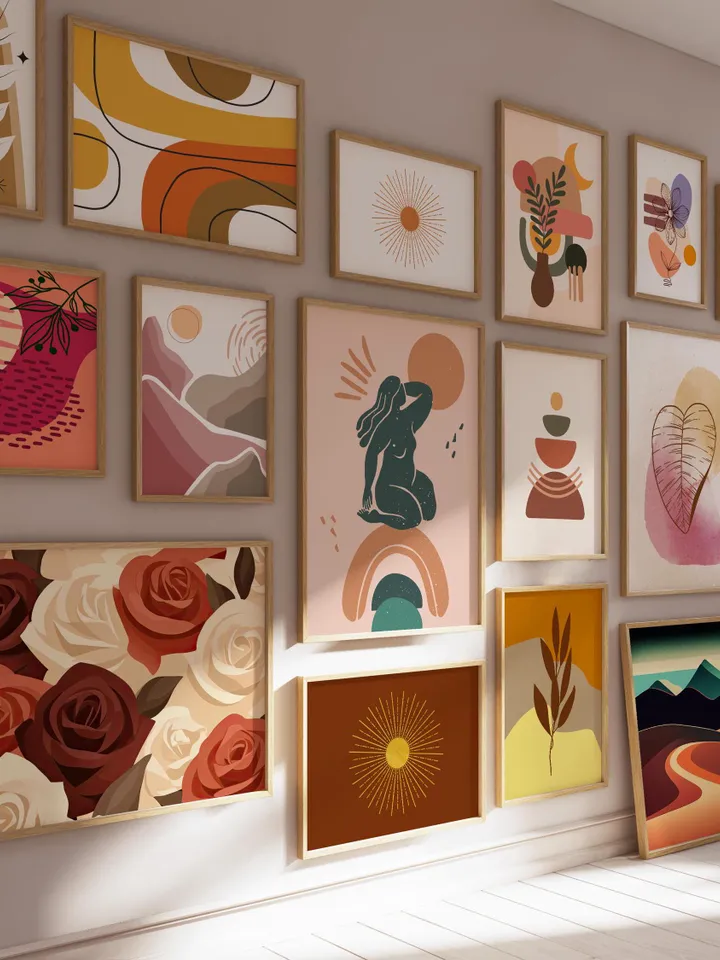 Boho Wall Collage Mega Bundle, Set of 2500+ Prints, Mid Century Art Prints, Abstract Poster Set, Printable Home Decor, Digital Download