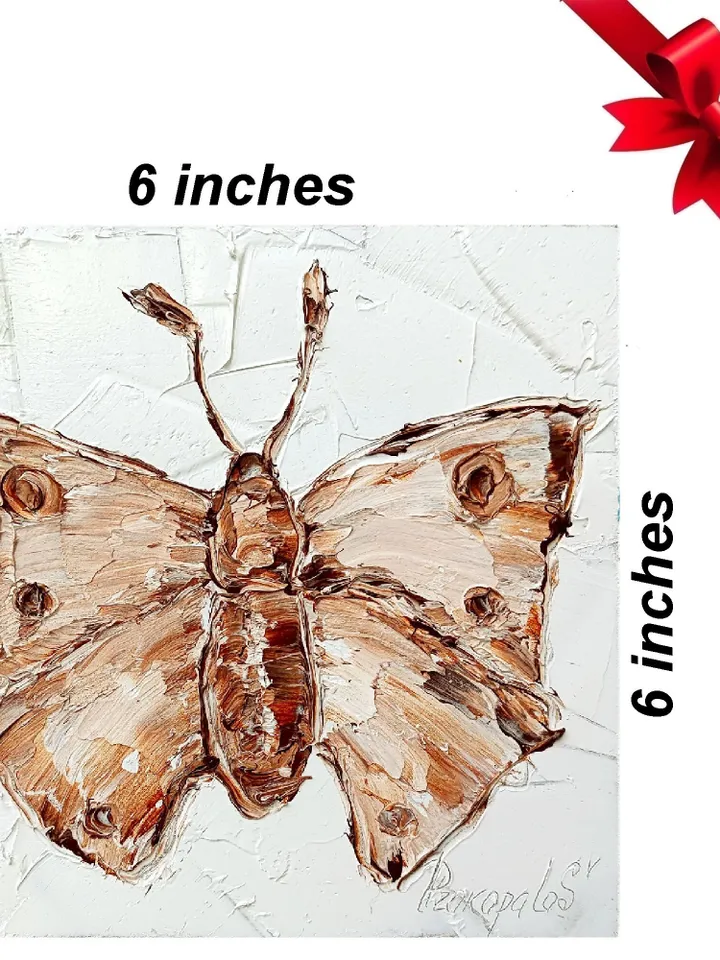 Butterfly Painting Moth Original Art Insect Oil Painting Bug Artwork Home Wall Art Decor for Home Bug Collection by ArtProkopaloSv