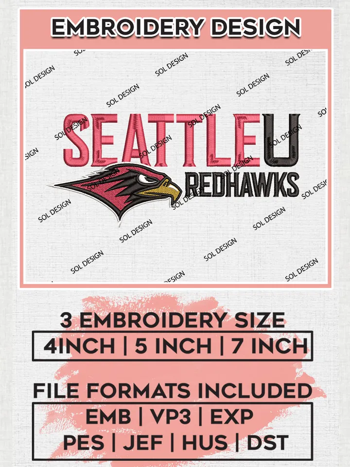 NCAA Seattle U Redhawks Team Logo embroidery designs, NCAA Seattle U ...