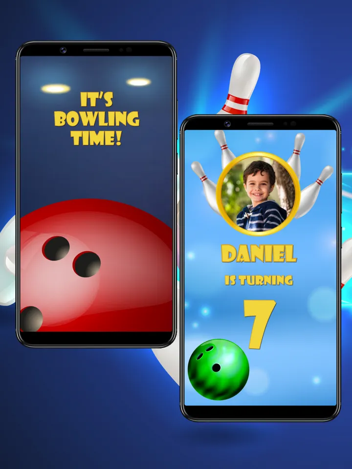 Bowling Video Invitation With Photo Personalized For you, Animated Invitation, Birthday Invitation, Kids Invitation