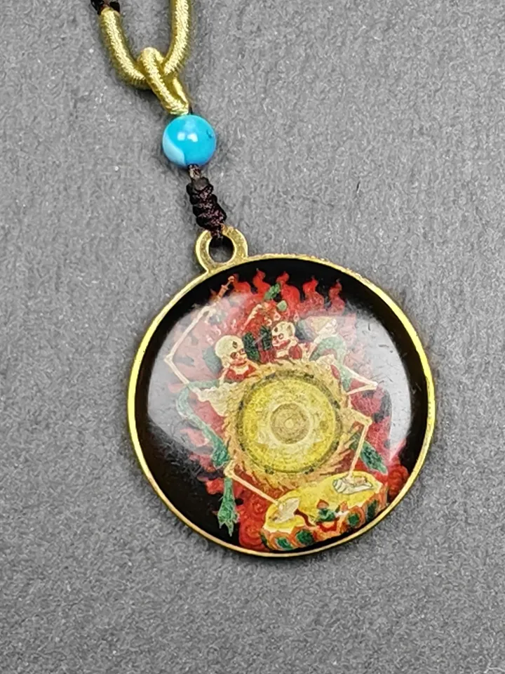 Gandhanra Vintage Tibetan Amulet,Double Sided Citipati Skull Pendant,Protective Charm,Spiritual Gift
