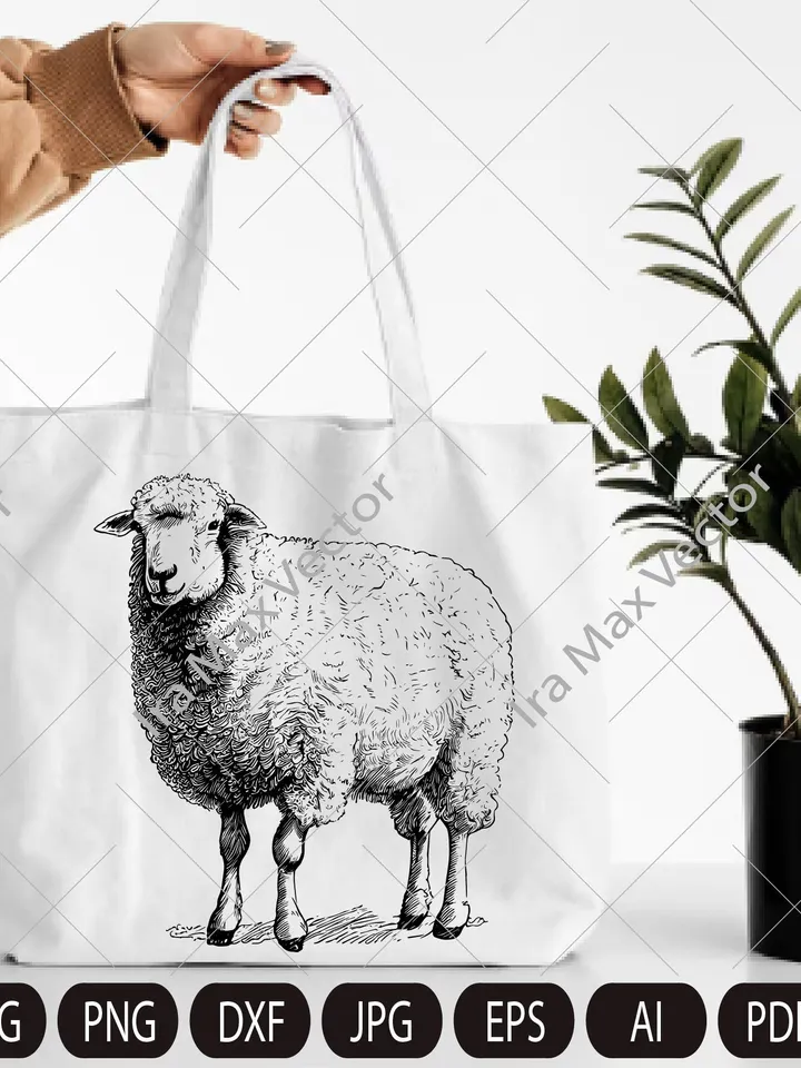 Cute sheep SVG, Farm sheep,Sheep standing, Sheep Clipart, Sheep detailed, Sheep printable, Farm animals, Livestock