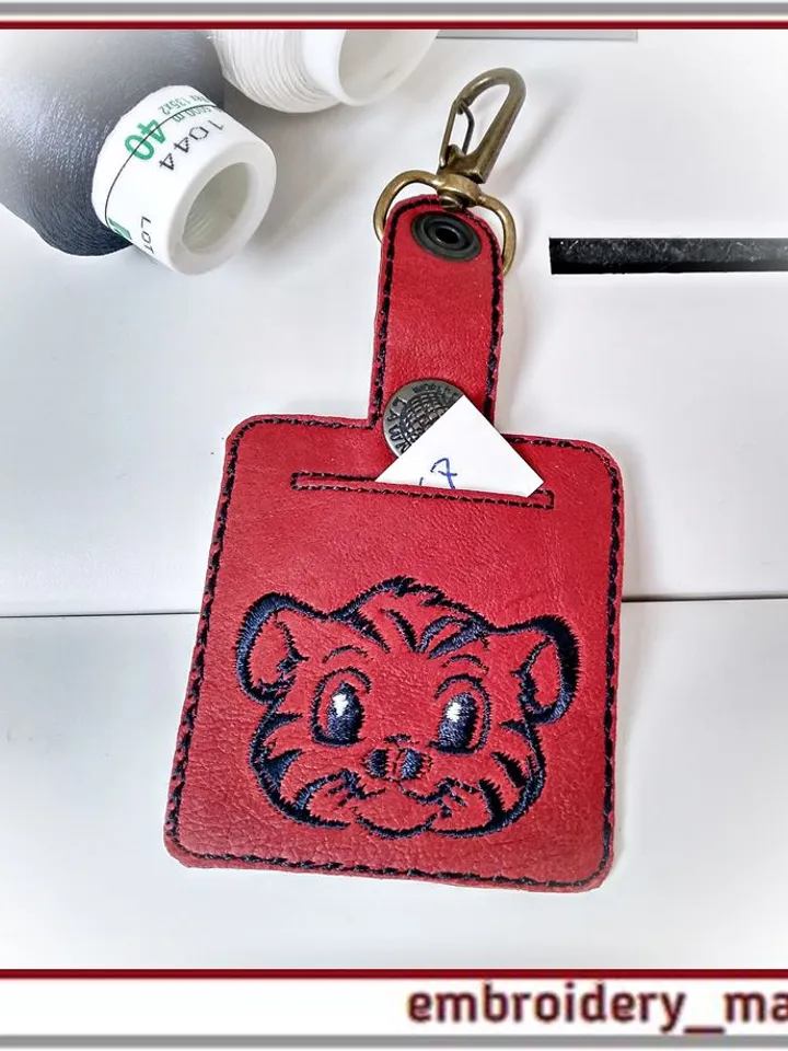 In the hoop Keychain with pocket machine embroidery design ITH
