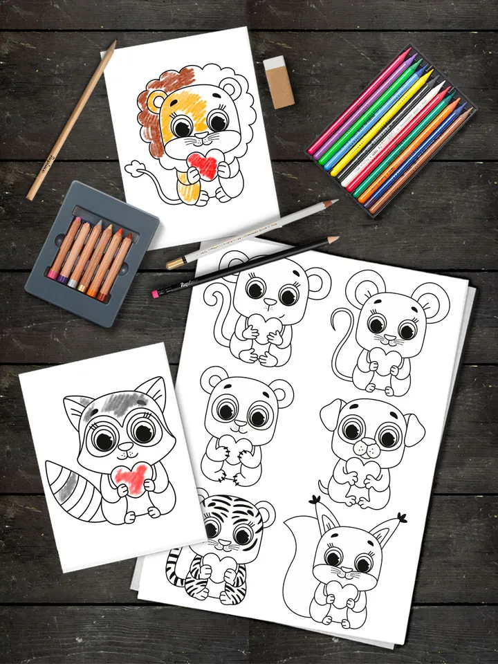 Vector set with cute cartoon animals