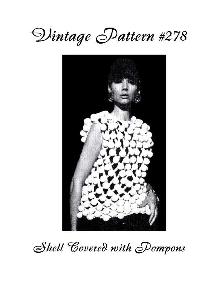 Vintage Crochet Pattern 278 Shell Covered with Pompons Women