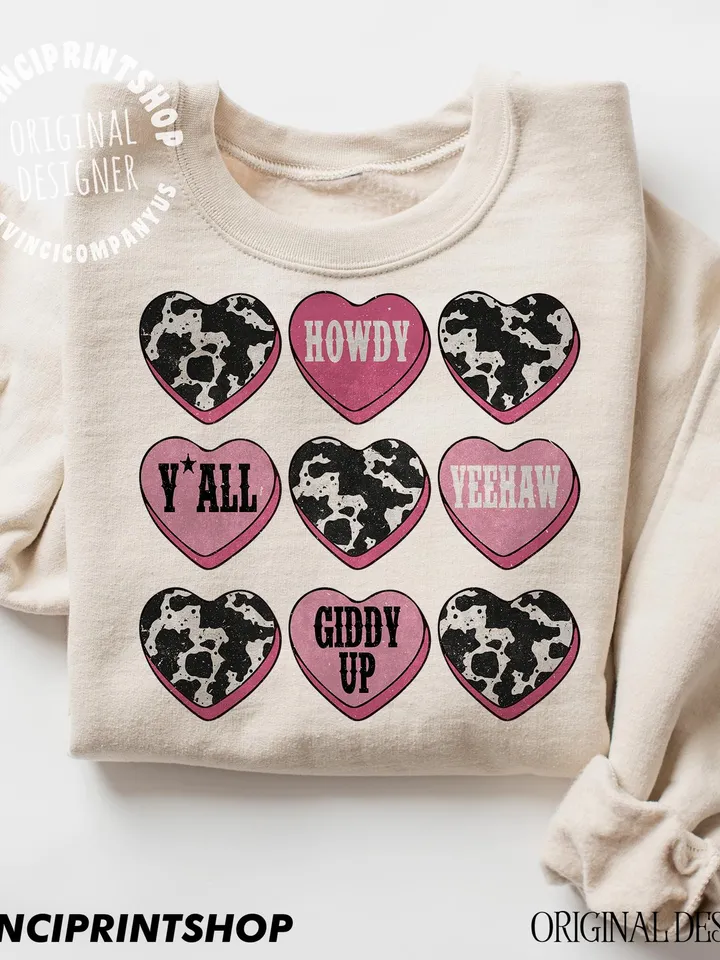 Valentines Candy Heart Png, Western Valentines Png, Cow Print Valentines png, Western Hearts Png, Retro Valentine Png, Heart Png, Western