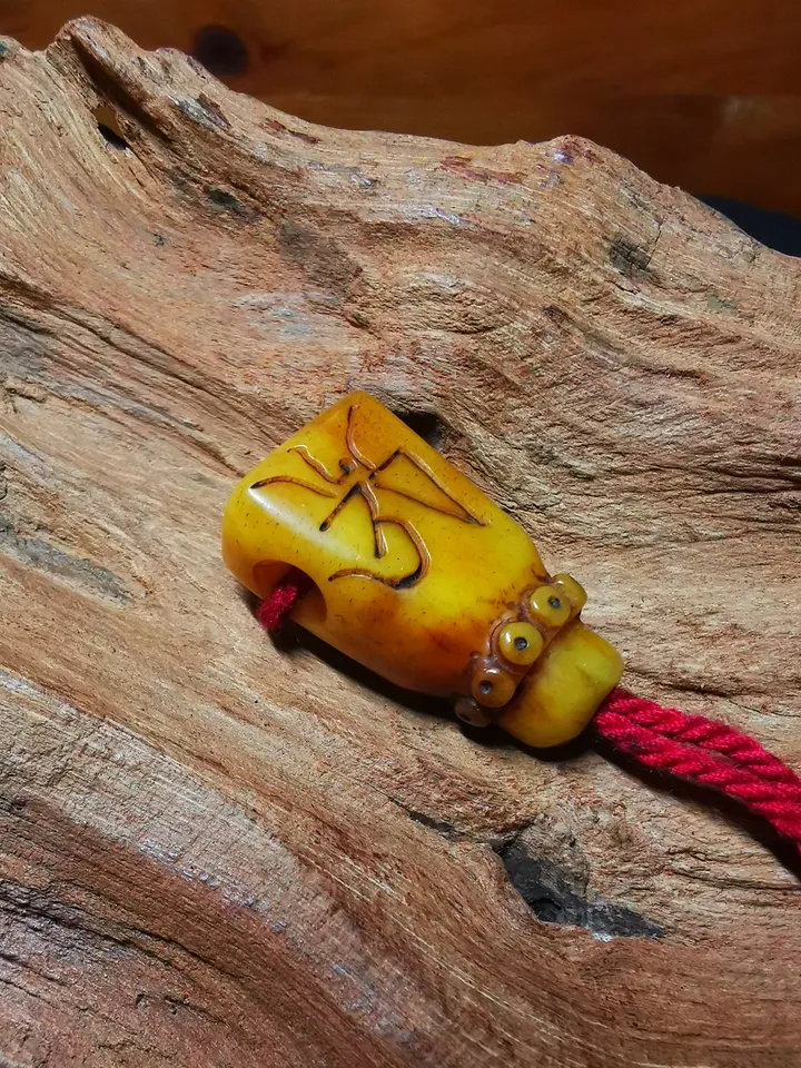 Gandhanra Tibetan Yak Bone Carved Guru Bead, T-drilled 3-Hole Prayer Bead,Connector Bead for Mala, Bead Accessories
