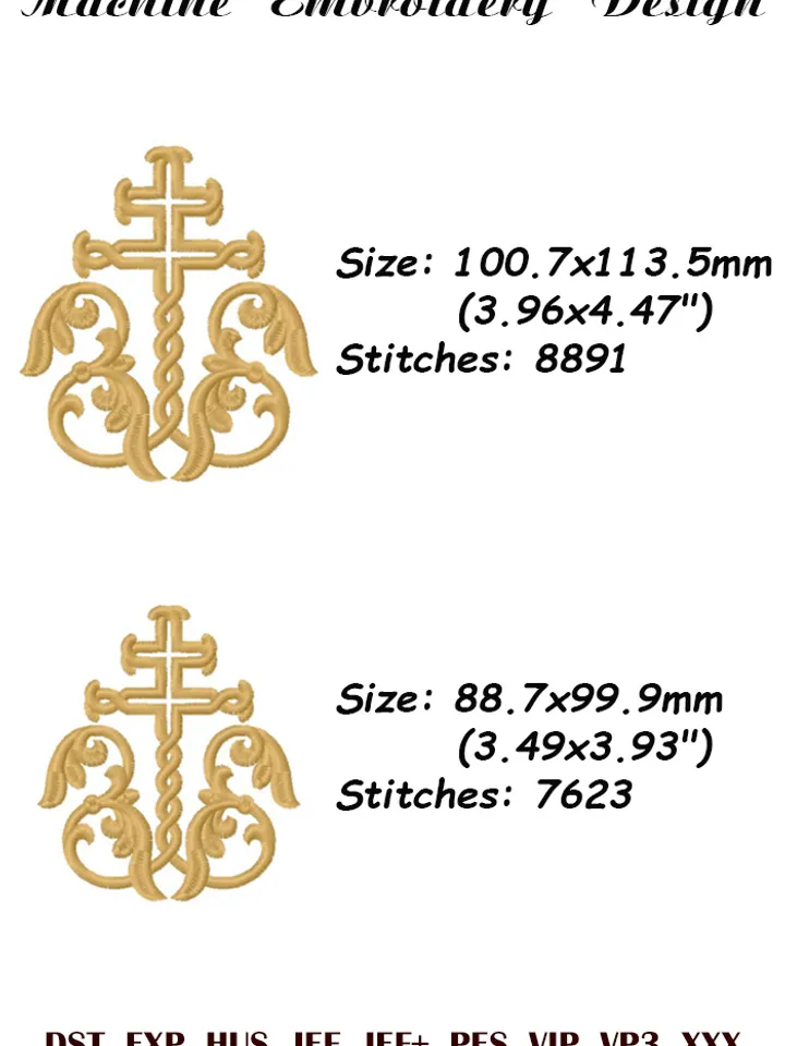 Ornate Christian cross embroidery design