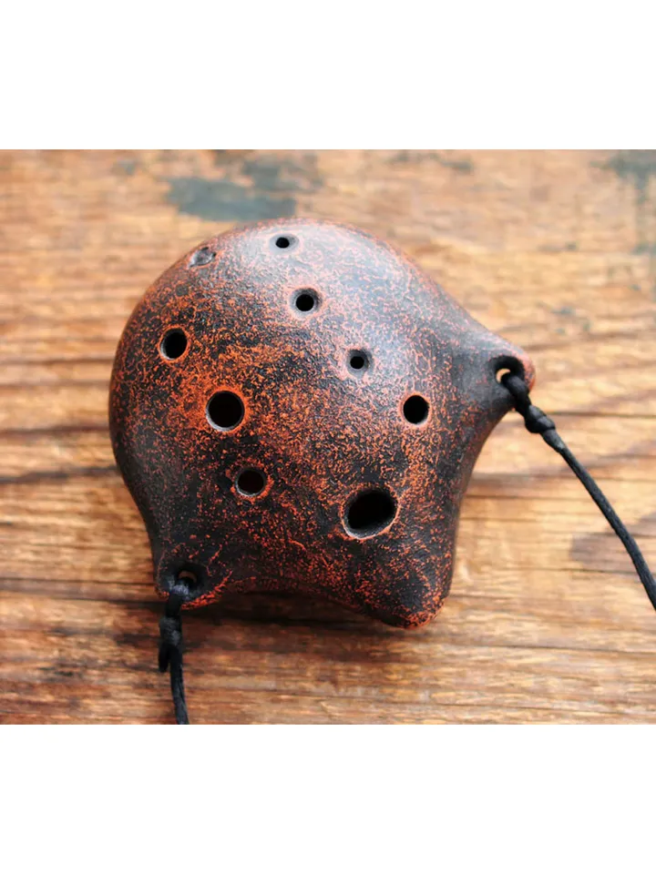 Druid flute "Element of Earth" green inlay / natural major ocarina