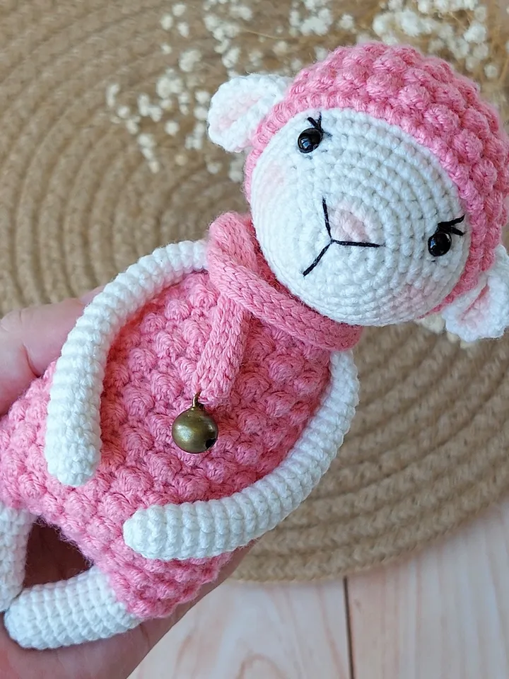 Crochet pattern lamb Shelli in English. Soft toy pattern. Amigurumi crochet pattern. Crochet baby doll pattern. Pattern