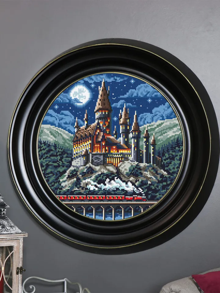 Wizard school cross stitch pattern PDF download Night magic castle cross stitch chart Magic kingdom pattern digital PDF School of magic #C10