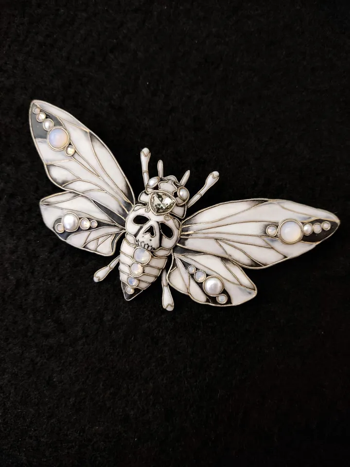 Moth brooch, Gothic moth, Moth jewel, Gothic Moth pin, Art Deco brooch