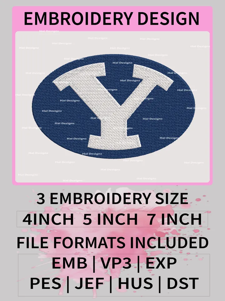 NCAA BYU Cougars Embroidery File, 3 Sizes, 6 Formats, NCAA Machine Embroidery Design, NCAA Logo, NCAA Teams