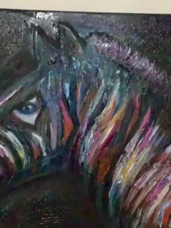 Funny colourful zebra,original oil painting on canvas,funny animals painting kid s room decoration colorful zebra painting,nursery room art.