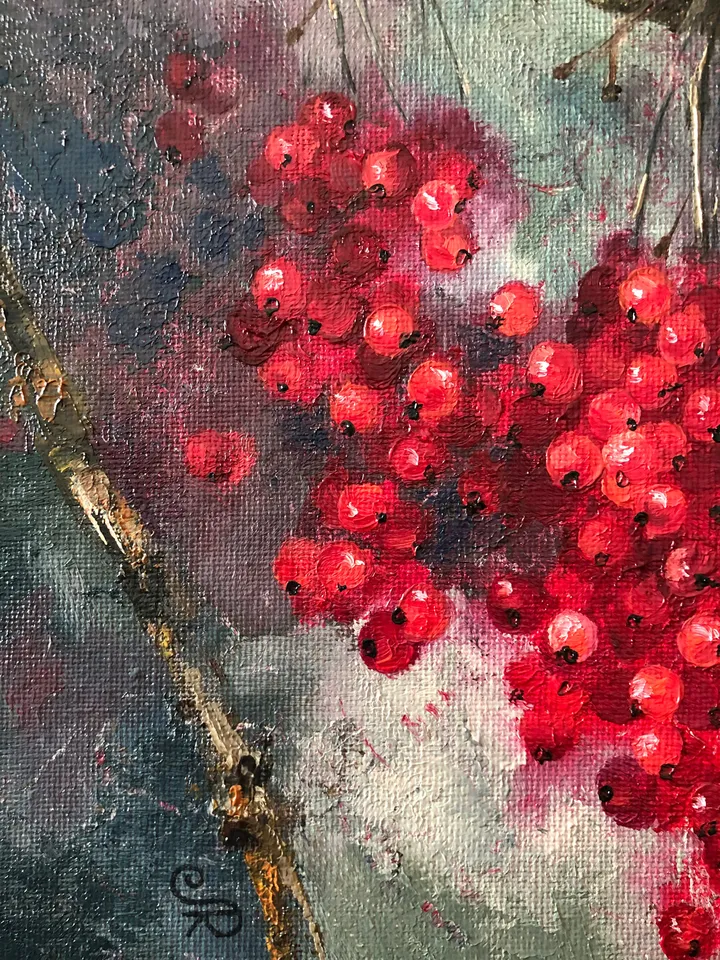 Fruits Original Painting Berries Oil Wall Art Kitchen Still life
