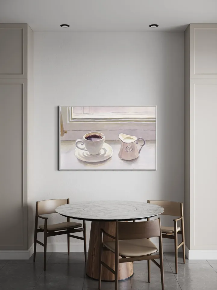 Coffee Still Life, Watercolor Painting, Cafe Art, Breakfast Still Life, Coffee Illustration, Kitchen Wall Art, Moody Still Life, Modern Art