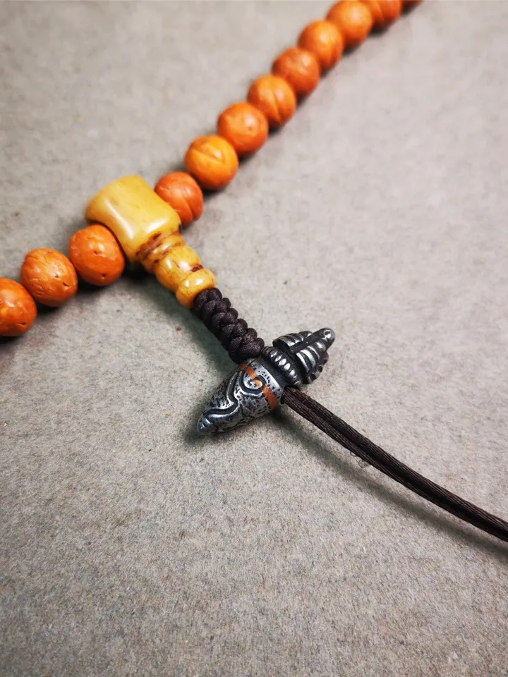 Gandhanra Handmade Tibetan Amulet,Stupa Pagoda Pendant Bead,Spacer Bead for Mala,Bag Hanging,Prayer Bead Accessories,0.9" × 0.3"