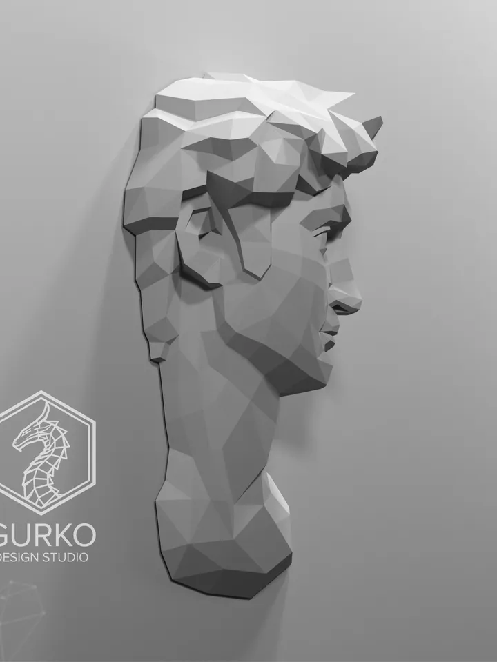 David Papercraft, Digital Template, PDF Download, Gurko, 3D Low Poly, Pepakura, DIY Origami Sculpture, Paper Decor, DIY Gift