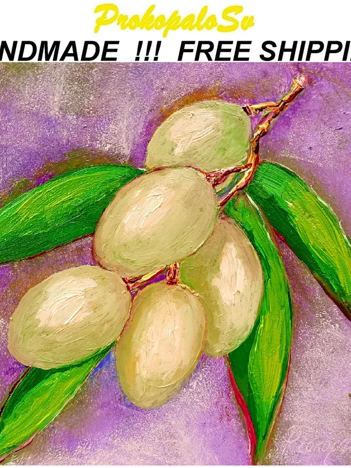 Olives Painting Kitchen Wall Art Original Impasto Oil Painting 8 by 8 Kitchen Still Life Painting Gifts 8 x 8 by ArtProkopaloSv