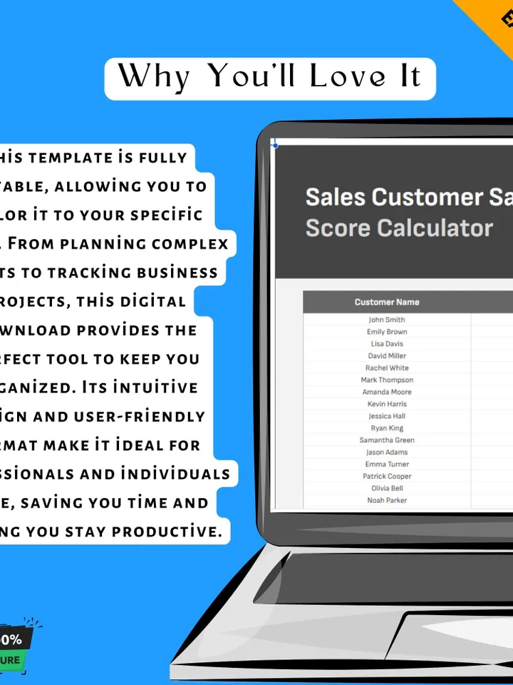 Sales Customer Satisfaction Score Calculator | CSAT Survey Tracker, Customer Feedback Analysis Template for Google Sheets