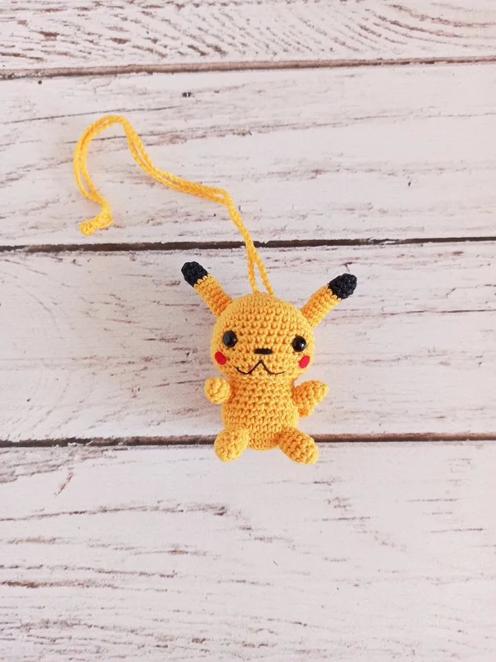 Crochet keychain Pikachu, crochet car accessories, cute bag charm,mini toys