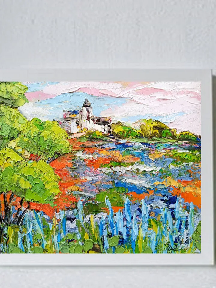 Texas Bluebonnets Painting Impasto Oil Painting 8x10 Oak Tree Original Art National Park Painting Landscape by  ArtProkopaloSv