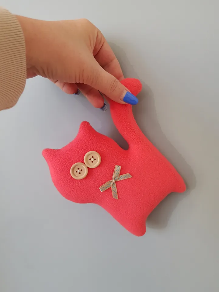 Pink Cat sewing pattern PDF, digital tutorial in english, plush toy sewing diy