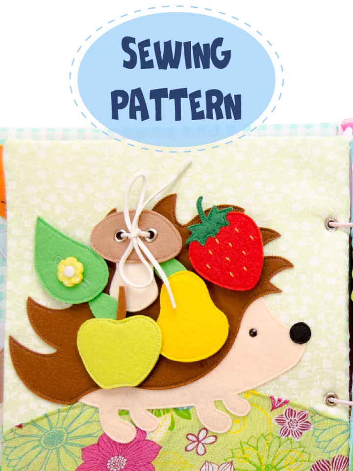 Hedgehog, quiet book page, 20x20 cm, PDF sewing pattern, SVG file