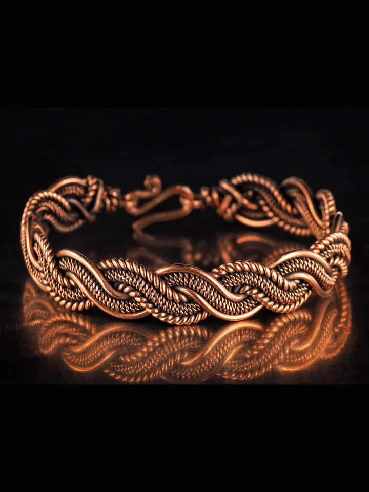 Unique handmade copper wire wrapped bracelet for woman Woven wire copper jewelry Wire wrap art copper jewelry Handmade