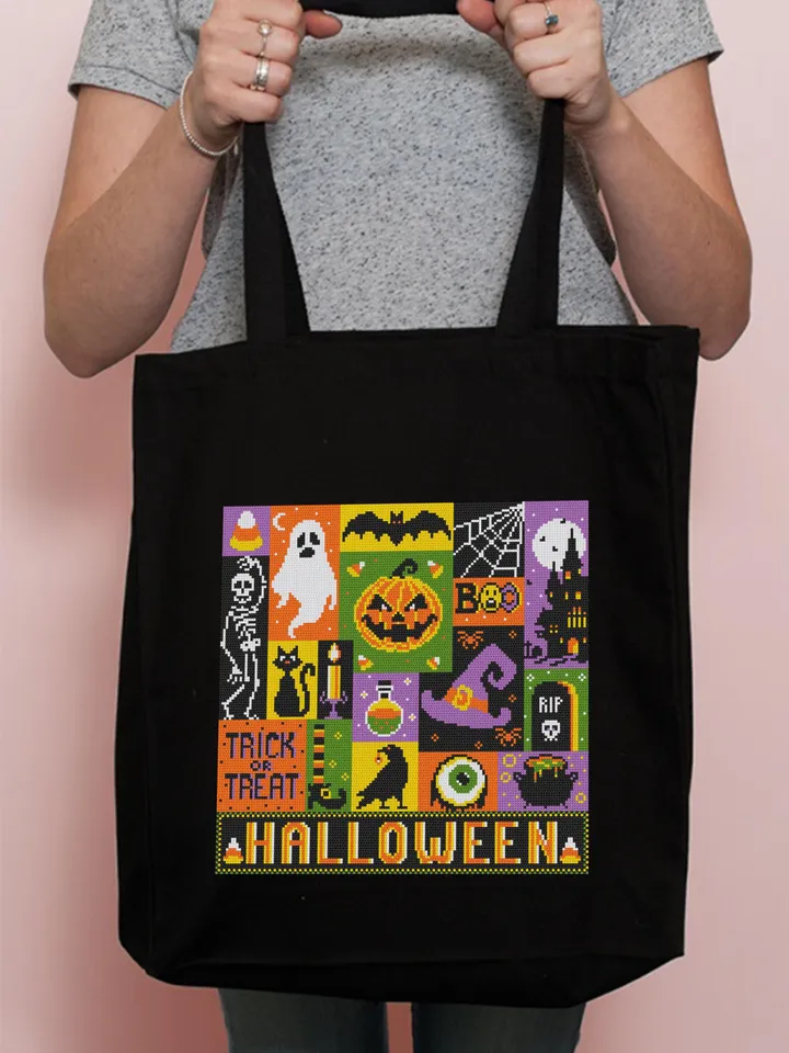 Halloween sampler cross stitch pattern PDF download Spooky cross stitch chart, Cute Halloween pattern digital PDF, Happy Halloween #H80
